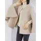Casual Loose Solid Color Round-Neck Cape Outerwear