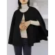 Casual Loose Solid Color Round-Neck Cape Outerwear