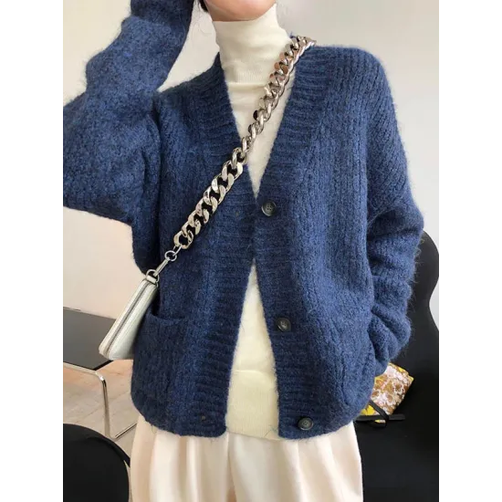 Original Solid With Pocket Cardigans Outerwear Original Solid With Pocket Cardigans Outerwear