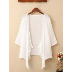 Pleated See-Through Solid Color Loose Sun-Protection Outerwear
