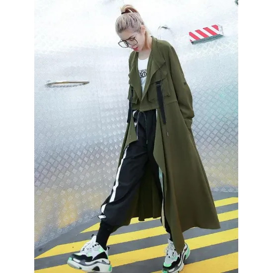 Light Loose Solid Trench Coat Light Loose Solid Trench Coat