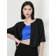Casual Loose Half Sleeves Pleated Solid Color Outerwear Casual Loose Half Sleeves Pleated Solid Color Outerwear