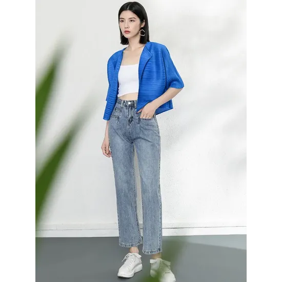 Casual Loose Half Sleeves Pleated Solid Color Outerwear Casual Loose Half Sleeves Pleated Solid Color Outerwear
