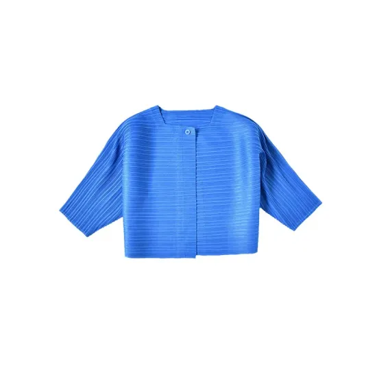 Casual Loose Half Sleeves Pleated Solid Color Outerwear Casual Loose Half Sleeves Pleated Solid Color Outerwear