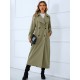Loose Buckle Solid Color Lapel Collar Coat Loose Buckle Solid Color Lapel Collar Coat