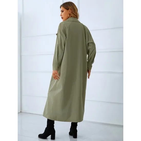 Loose Buckle Solid Color Lapel Collar Coat Loose Buckle Solid Color Lapel Collar Coat