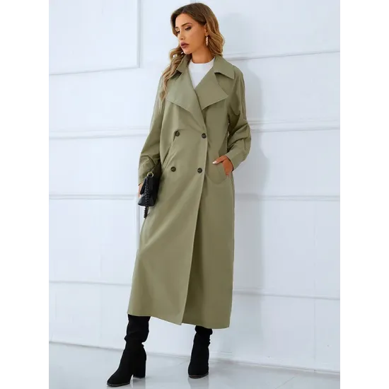 Loose Buckle Solid Color Lapel Collar Coat Loose Buckle Solid Color Lapel Collar Coat