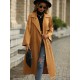 Casual Lace-Up Solid Lapel Collar Coat Casual Lace-Up Solid Lapel Collar Coat