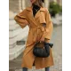 Casual Lace-Up Solid Lapel Collar Coat Casual Lace-Up Solid Lapel Collar Coat