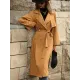 Casual Lace-Up Solid Lapel Collar Coat Casual Lace-Up Solid Lapel Collar Coat