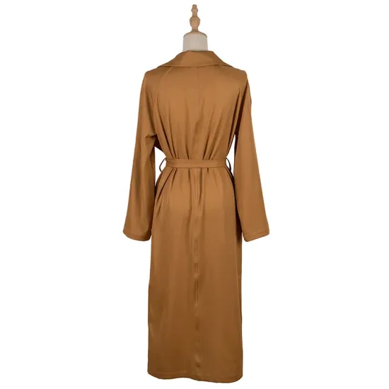 Casual Lace-Up Solid Lapel Collar Coat Casual Lace-Up Solid Lapel Collar Coat