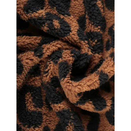 Casual Loose Leopard Patchwork Lapel Collar Coat Casual Loose Leopard Patchwork Lapel Collar Coat