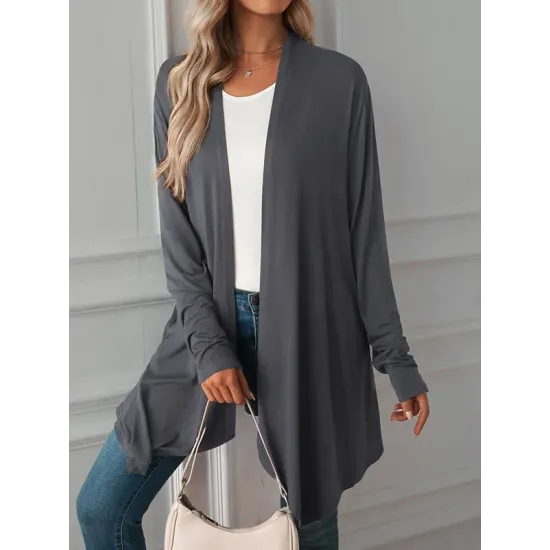 Solid Color Long Sleeves Loose Statement Collar Outerwear Solid Color Long Sleeves Loose Statement Collar Outerwear