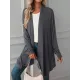 Solid Color Long Sleeves Loose Statement Collar Outerwear Solid Color Long Sleeves Loose Statement Collar Outerwear