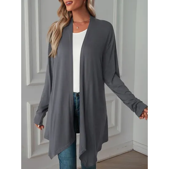 Solid Color Long Sleeves Loose Statement Collar Outerwear Solid Color Long Sleeves Loose Statement Collar Outerwear