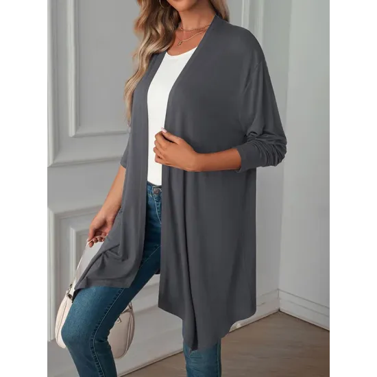Solid Color Long Sleeves Loose Statement Collar Outerwear Solid Color Long Sleeves Loose Statement Collar Outerwear