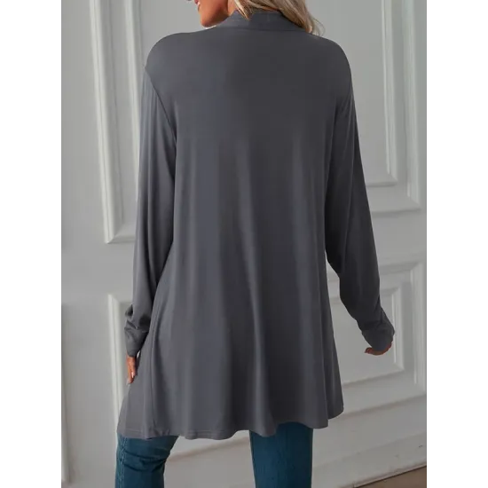 Solid Color Long Sleeves Loose Statement Collar Outerwear Solid Color Long Sleeves Loose Statement Collar Outerwear
