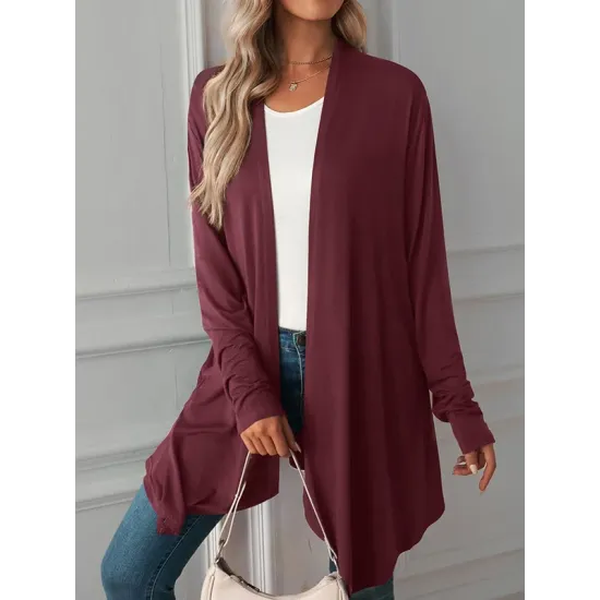 Solid Color Long Sleeves Loose Statement Collar Outerwear Solid Color Long Sleeves Loose Statement Collar Outerwear