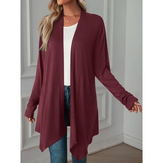 Solid Color Long Sleeves Loose Statement Collar Outerwear Solid Color Long Sleeves Loose Statement Collar Outerwear