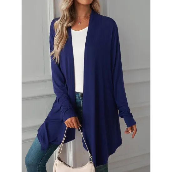 Solid Color Long Sleeves Loose Statement Collar Outerwear Solid Color Long Sleeves Loose Statement Collar Outerwear