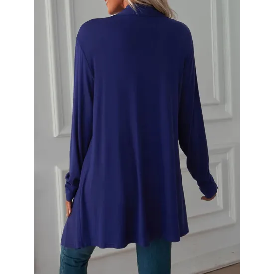 Solid Color Long Sleeves Loose Statement Collar Outerwear Solid Color Long Sleeves Loose Statement Collar Outerwear