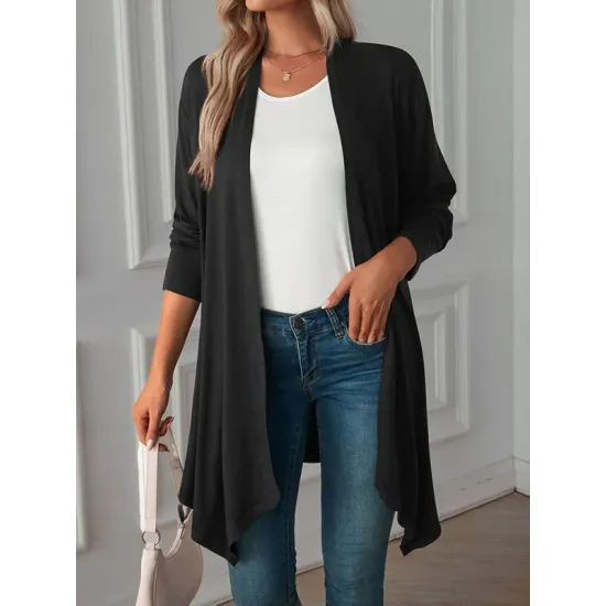 Solid Color Long Sleeves Loose Statement Collar Outerwear Solid Color Long Sleeves Loose Statement Collar Outerwear