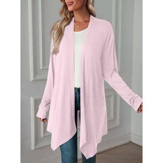 Solid Color Long Sleeves Loose Statement Collar Outerwear Solid Color Long Sleeves Loose Statement Collar Outerwear
