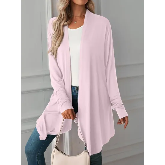 Solid Color Long Sleeves Loose Statement Collar Outerwear Solid Color Long Sleeves Loose Statement Collar Outerwear