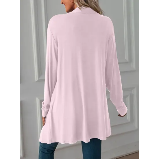Solid Color Long Sleeves Loose Statement Collar Outerwear Solid Color Long Sleeves Loose Statement Collar Outerwear