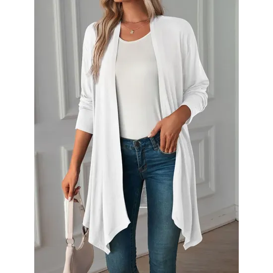 Solid Color Long Sleeves Loose Statement Collar Outerwear Solid Color Long Sleeves Loose Statement Collar Outerwear