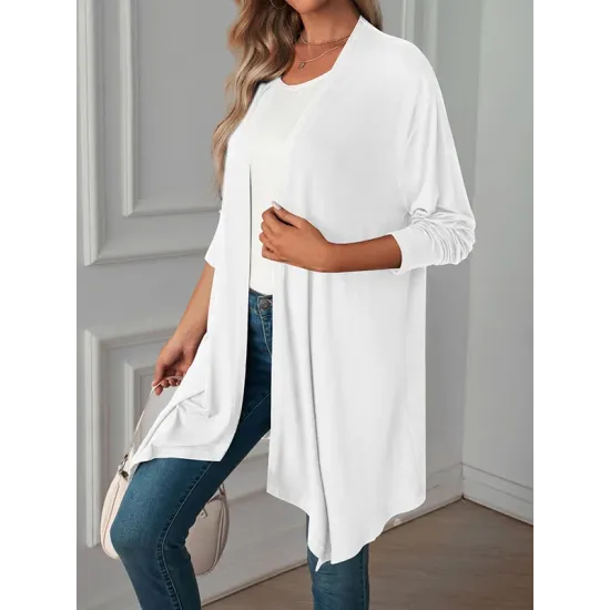 Solid Color Long Sleeves Loose Statement Collar Outerwear Solid Color Long Sleeves Loose Statement Collar Outerwear