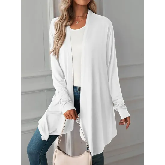 Solid Color Long Sleeves Loose Statement Collar Outerwear Solid Color Long Sleeves Loose Statement Collar Outerwear