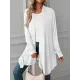 Solid Color Long Sleeves Loose Statement Collar Outerwear Solid Color Long Sleeves Loose Statement Collar Outerwear