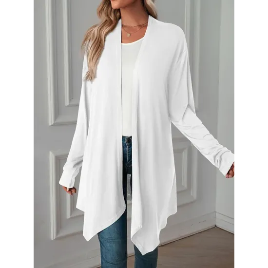 Solid Color Long Sleeves Loose Statement Collar Outerwear Solid Color Long Sleeves Loose Statement Collar Outerwear