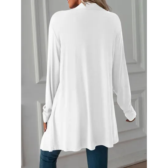 Solid Color Long Sleeves Loose Statement Collar Outerwear Solid Color Long Sleeves Loose Statement Collar Outerwear