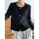 Original Creation Long Sleeves Loose Buttoned Solid Color Round-Neck Outerwear Original Creation Long Sleeves Loose Buttoned Solid Color Round-Neck Outerwear