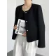 Original Creation Long Sleeves Loose Buttoned Solid Color Round-Neck Outerwear Original Creation Long Sleeves Loose Buttoned Solid Color Round-Neck Outerwear