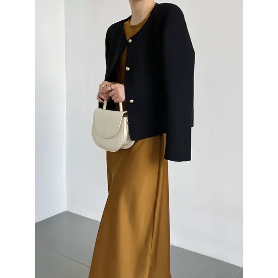 Original Creation Long Sleeves Loose Buttoned Solid Color Round-Neck Outerwear Original Creation Long Sleeves Loose Buttoned Solid Color Round-Neck Outerwear
