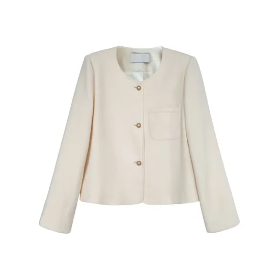 Original Creation Long Sleeves Loose Buttoned Solid Color Round-Neck Outerwear Original Creation Long Sleeves Loose Buttoned Solid Color Round-Neck Outerwear