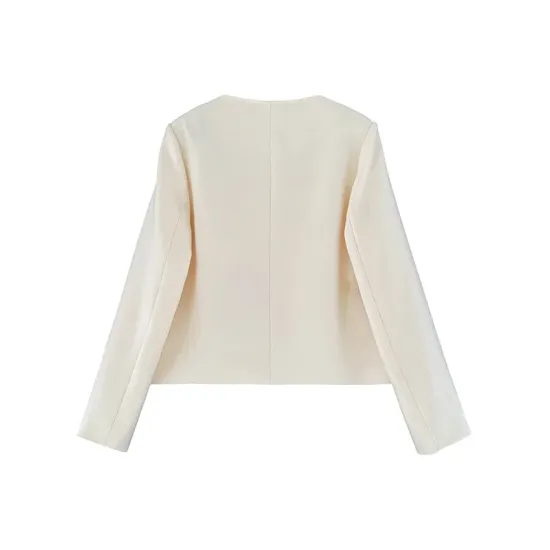 Original Creation Long Sleeves Loose Buttoned Solid Color Round-Neck Outerwear Original Creation Long Sleeves Loose Buttoned Solid Color Round-Neck Outerwear