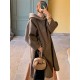 Loose Split-Side Plaid Splicing Hood Outwear Loose Split-Side Plaid Splicing Hood Outwear