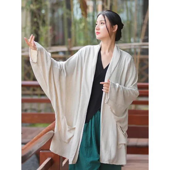 Casual Loose Batwing Sleeves Solid Color Outerwear Casual Loose Batwing Sleeves Solid Color Outerwear