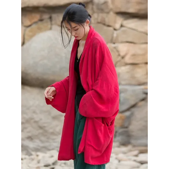 Casual Loose Batwing Sleeves Solid Color Outerwear Casual Loose Batwing Sleeves Solid Color Outerwear