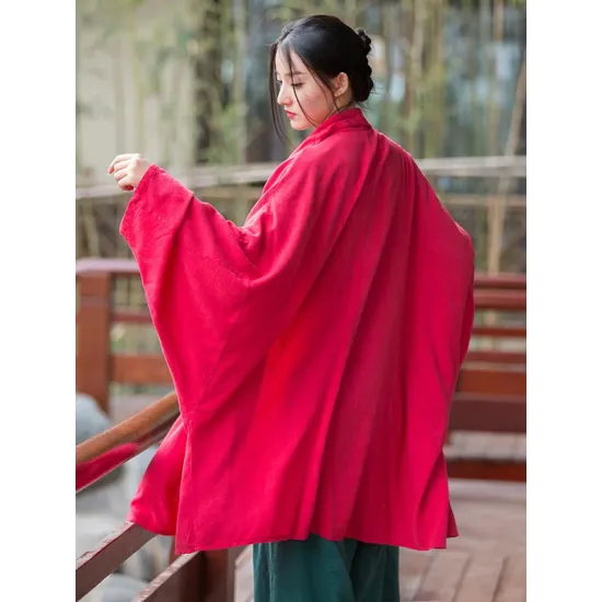 Casual Loose Batwing Sleeves Solid Color Outerwear Casual Loose Batwing Sleeves Solid Color Outerwear