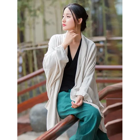 Casual Loose Batwing Sleeves Solid Color Outerwear Casual Loose Batwing Sleeves Solid Color Outerwear