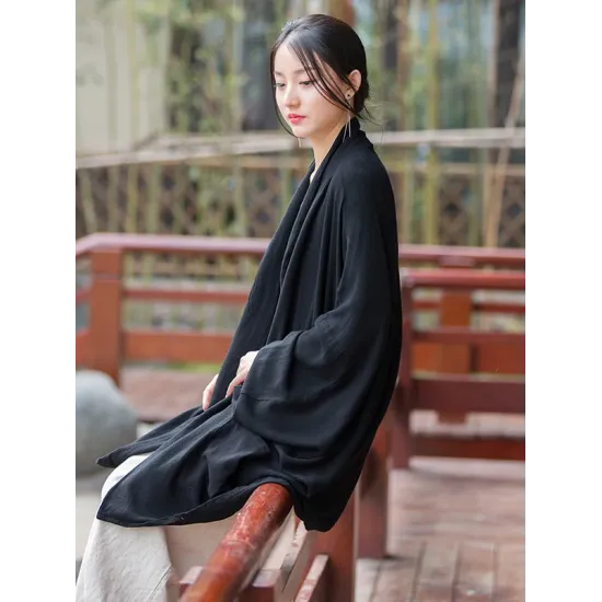 Casual Loose Batwing Sleeves Solid Color Outerwear Casual Loose Batwing Sleeves Solid Color Outerwear
