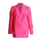 Flower-Embellished Solid Color Long Sleeves Lapel Outerwear Blazer Flower-Embellished Solid Color Long Sleeves Lapel Outerwear Blazer