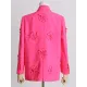 Flower-Embellished Solid Color Long Sleeves Lapel Outerwear Blazer Flower-Embellished Solid Color Long Sleeves Lapel Outerwear Blazer