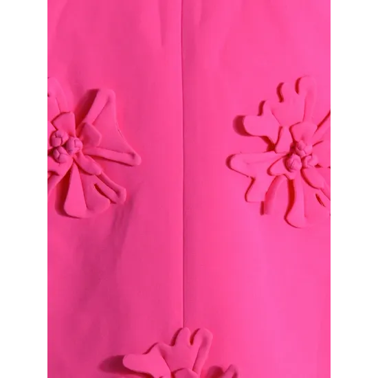 Flower-Embellished Solid Color Long Sleeves Lapel Outerwear Blazer Flower-Embellished Solid Color Long Sleeves Lapel Outerwear Blazer
