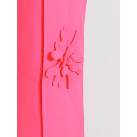 Flower-Embellished Solid Color Long Sleeves Lapel Outerwear Blazer Flower-Embellished Solid Color Long Sleeves Lapel Outerwear Blazer